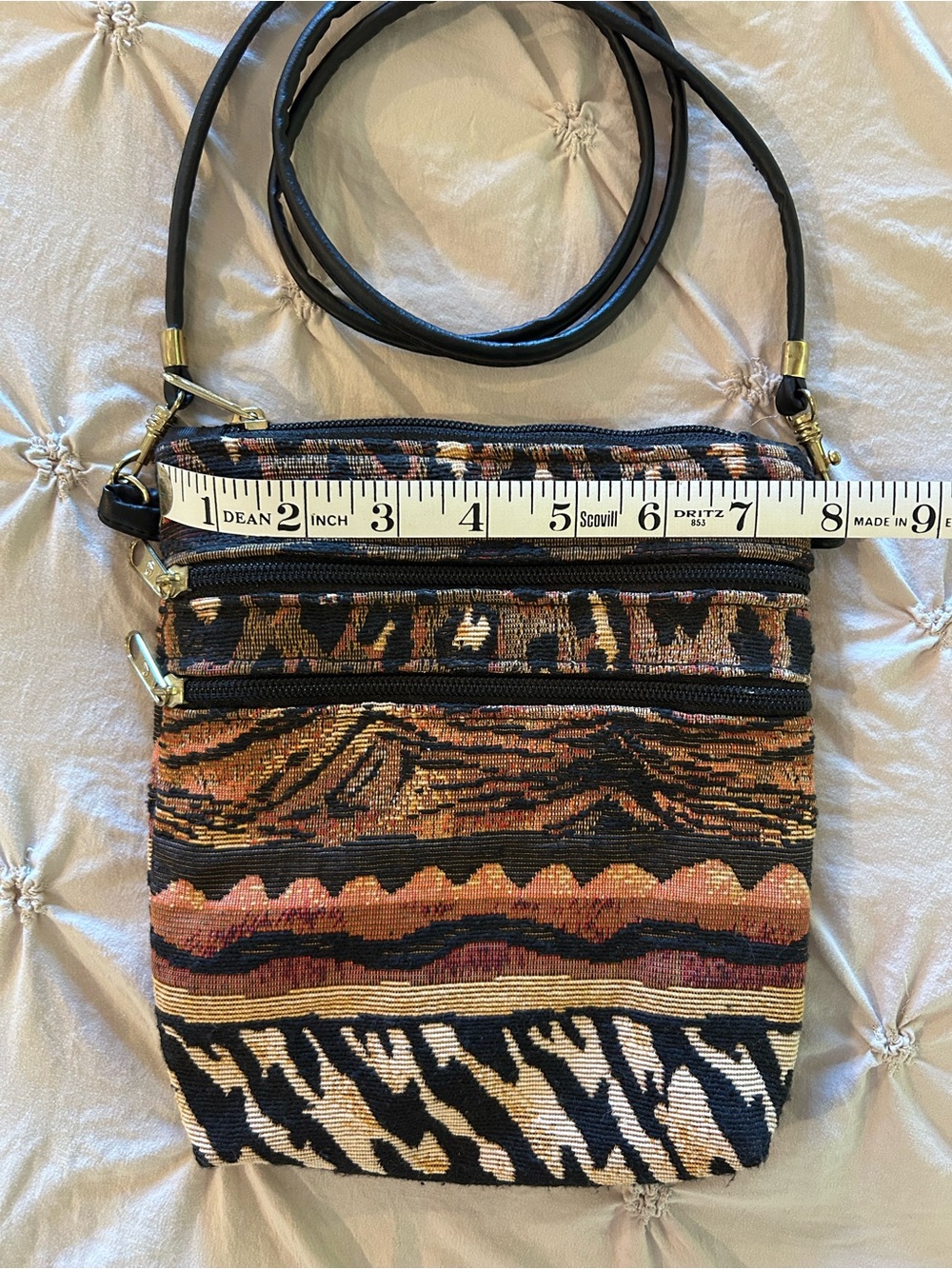 🐆 Fun Boho Animal Print Crossbody Bag in Multi Brown/Black 🦓 - Picture 6 of 10